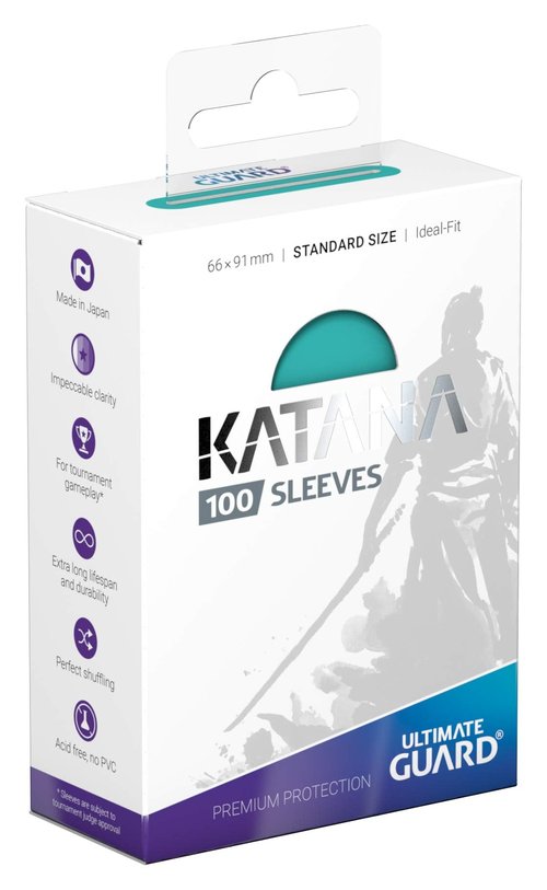 Ultimate Guard Katana Card Sleeves: 100 Standard Size TCG Sleeves, 66 x 91mm, Turquoise Back, Tournament Quality, No PVC & Acid-Free, High Clarity