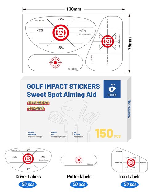 Golf Impact Tape & Stickers – Instant Swing Feedback & Sweet Spot Training, Reusable Impact Labels for Drivers, Irons & Putters, High-Precision Golf Training Aid for Indoor& Outdoor Practice(150pcs)
