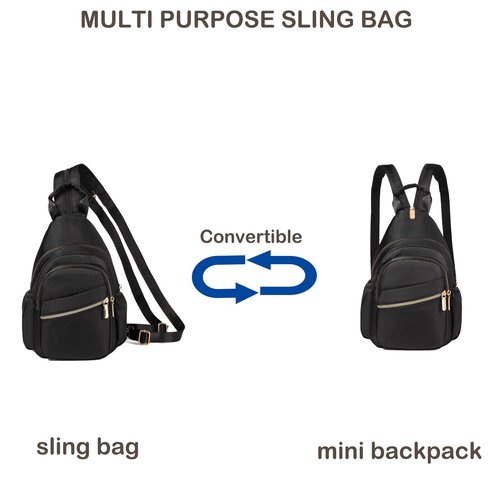 Xsecnua Small Crossbody Sling Bag for Women, Mini Backpack Sling Backpack Convertible, Chest Bag for Hiking Daypack