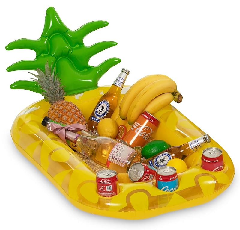 Inflatable Pineapple Drink Holder Float - 31 inch Pool Party Cooler