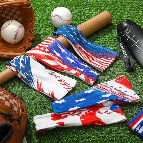 American Flag Baseball Headbands 6 Pack - Patriotic Sports Gift for Team
