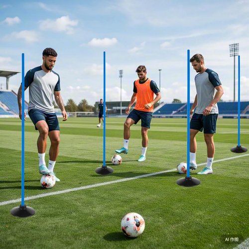 Nbguigdstr 6 Pcs 5FT Adjustable Agility Training Poles for Soccer,Basketball, Football, Horse,Dog-Speed and Agility Training Equipment Sports Training Poles with Rubber Bases and Bag（Blue）
