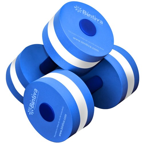 Bintiva Water Weights for Pool Exercise - Aqua Fitness Dumbbells - Blue, White, Blue - Foam Material - Fixed Style