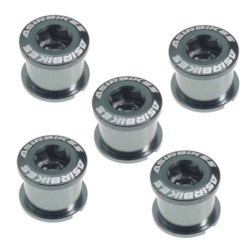 Bicycle Chainring Bolts Aluminum Alloy Crankset Double Chainwheel Bolts & Nuts Disc Screws for RoadBike,Mountain Bike,BMX-5Pcs (Gray)