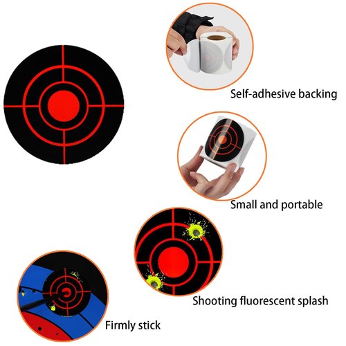 Splatter Targets 3 Inch 250PCS Reactive Papers Target Stickers 3in Self Adhesive Target Roll for BB Gun, Pellet Gun, Airsoft, Rifle Indoor and Outdoor Shooting Range