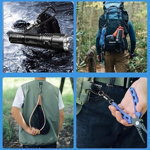 VQORAHUIX Magnetic Net Release Fly Fishing Net Retractor Magnetic Keychain, for Fly Fishing with Retractable Coiled Lanyard Carabiner