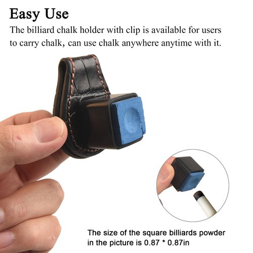 LAKE OF FIRE Pool Chalk Holder – Magnetic Leather Pocket Clip Design – Ideal Accessory for Snooker & Billiards(Square)