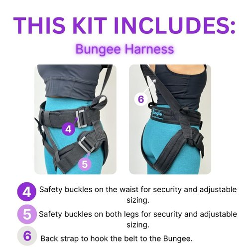 BUNGEE Kit: Ideal for flying workouts & dance. Supports 25-95 kg weight. Includes harness, bungee ropes, swivel, daisy chain & 1 month free access to videos, music & workouts (L)