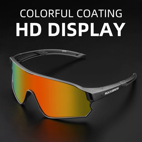 ROCKBROS Polarized Sunglasses for Men Women UV Protection Cycling Sunglasses (Black)