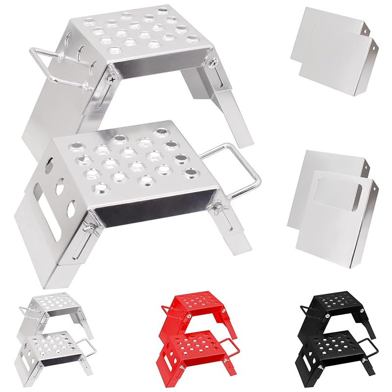 Adjustable 3-9 in Moto Starting Blocks with Silver Finish – Foot Stool for Dirt Bike, Strong Support