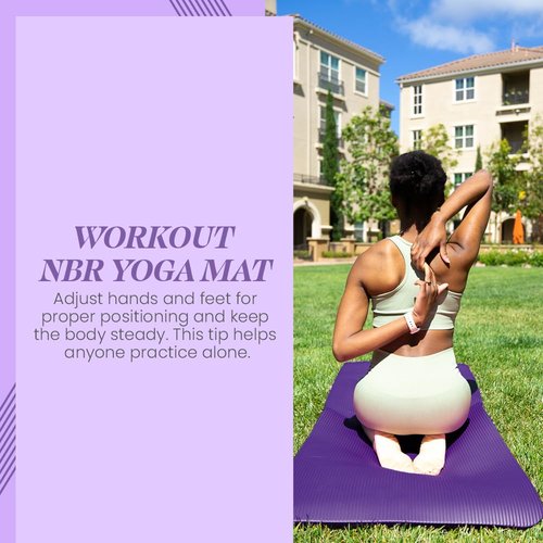 Yoga Mat with Carry strap for Floor Excercises | NBR | Everyday Yoga | Indoor & Outdoor Excercises | Male Female Fitness | Extra Cushion | Premium Quality | Environmenal Safe (Purple)
