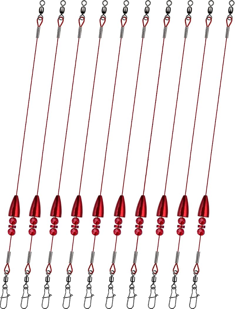Vipfish Blood+3/8oz Texas Rig 10 Pack – Pre-Rigged Bass Rig with Bullet Weight, Swivel & Snap