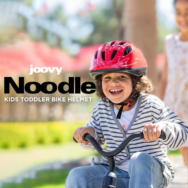 Joovy Noodle Pediatric Bike Helmet Medium Red – Toddlers & Kids 1-9, Adjustable Fit