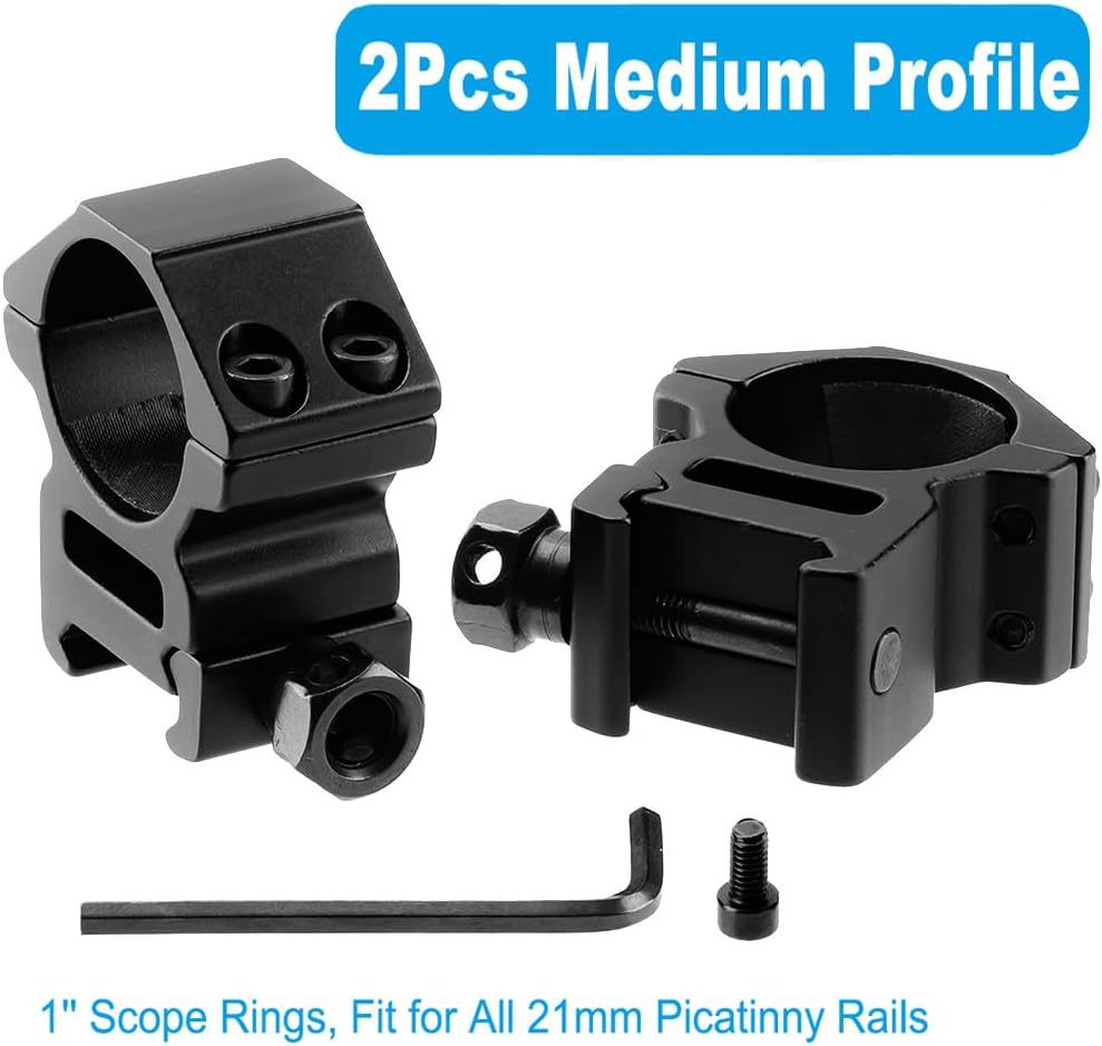 1'' Scope Rings, 2Pcs High Profile or 2Pcs Medium Profile 1 Inch Scope Mount Rings for Picatinny Rail