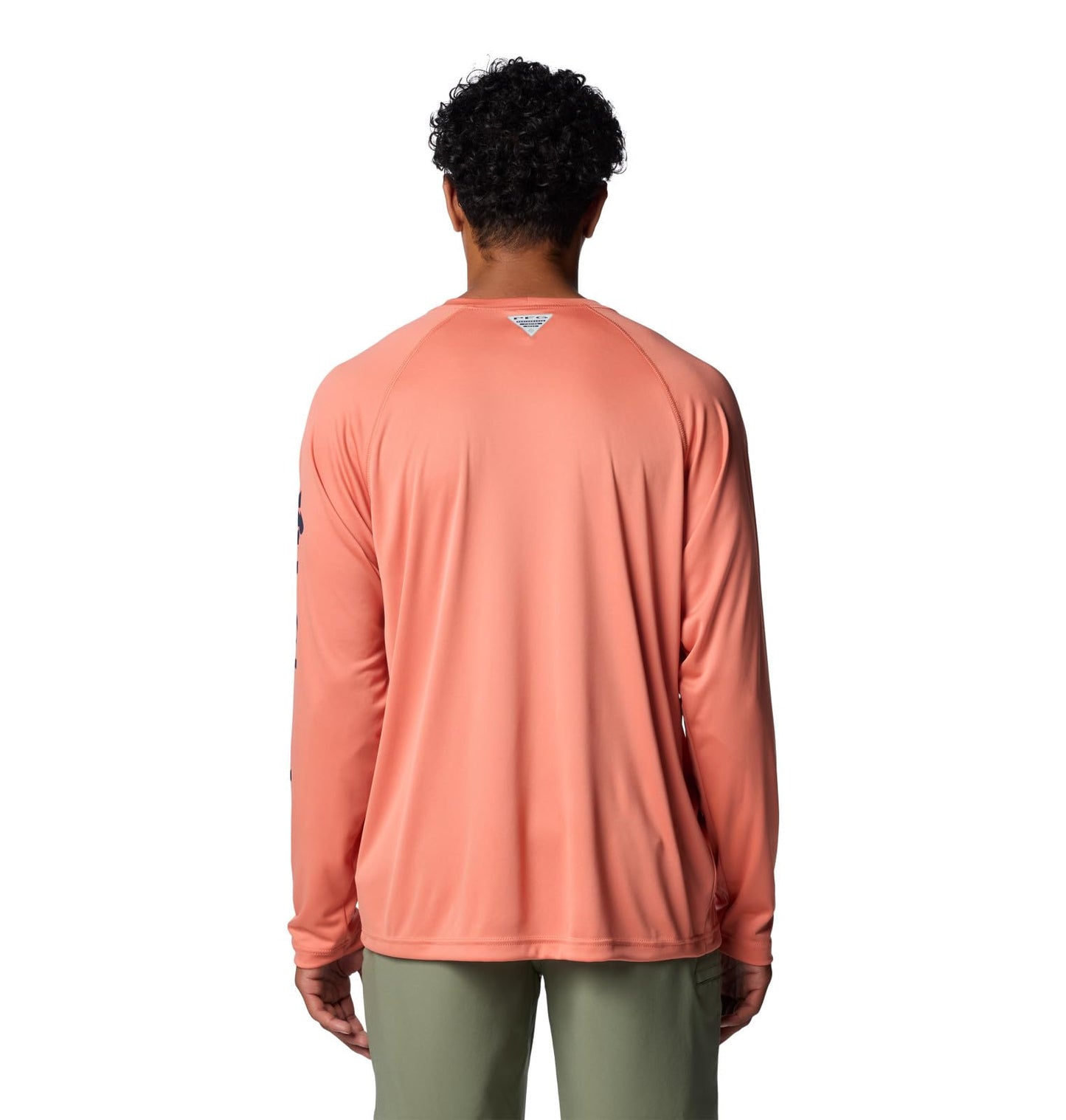 Columbia Men's Terminal Tackle Long Sleeve Shirt, Faded Peach/Collegiate Navy Logo, 3X Big