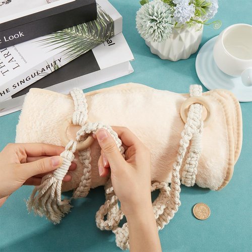 GORGECRAFT Macrame Yoga Mat Carrying Strap Yoga Mat Sling Carrier Blanched Almond Adjustable Travel Tassel Crossbody Braided Cotton Yoga Carry Straps Sling for Yoga Sport Carrying Outdoor