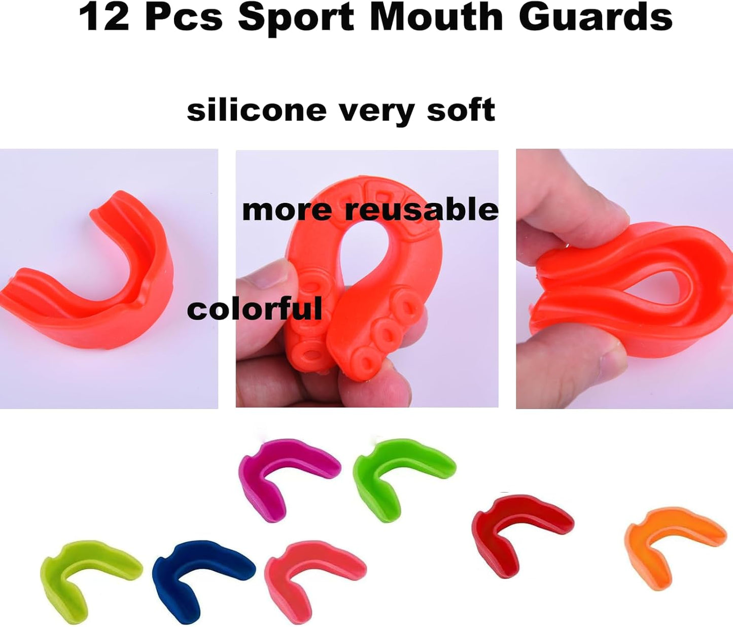 12 Pcs Sport Mouth Guards Mouth Protection Athletic Mouth Guard for Hockey Football Boxing Lacrosse Basketball (Multiple Color)