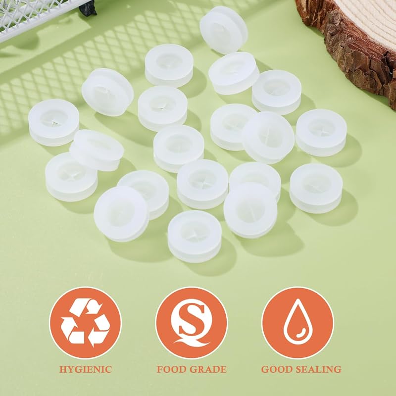 Mason Jar Straw Hole Plugs, Silicone Lid Covers – 20 Pack, Dust & Leak Protection