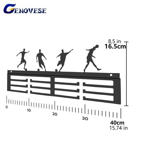 GENOVESE Soccer Medal Hanger Display Rack,Awards Holder,Sturdy Black Steel Metal,Wall Mount Over 50 Medals Easy to Install