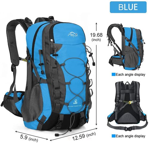 INOXTO lightweight Hiking Backpack 35L/40L Hiking Daypack with Waterproof Rain Cover Camping Backpack for Travel Camping Outdoor for Men and Women (35L Blue)