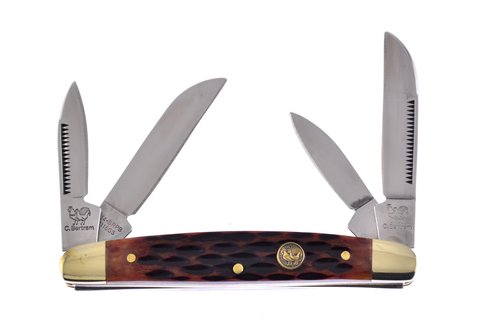 Hen & Rooster Pocket Knife 214BRPB Congress with a Brown Bone Handle German Stainless Steel Blades Closed 3.5 Inches