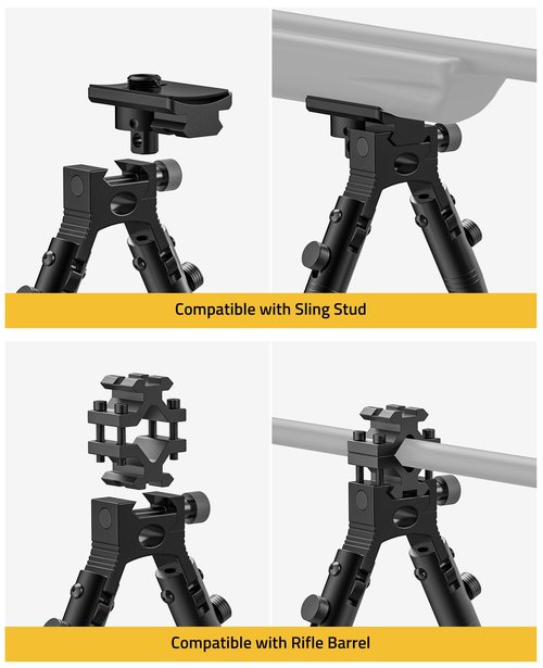CVLIFE 3-in-1 Rifle Bipod Picatinny Bipod with Swivel Stud Adapter & Barrel Clamp Adapter for Shooting and Hunting