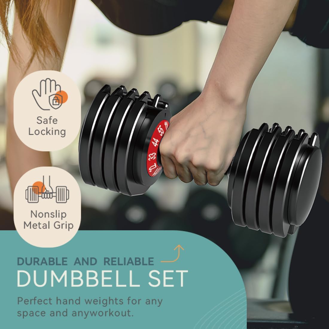 25/55lbs Pair Adjustable Dumbbells Set, Dumbbells with Anti-Slip Metal Handle for Exercise & Fitness Fast Adjust Weight for Full Body Workout Fitness
