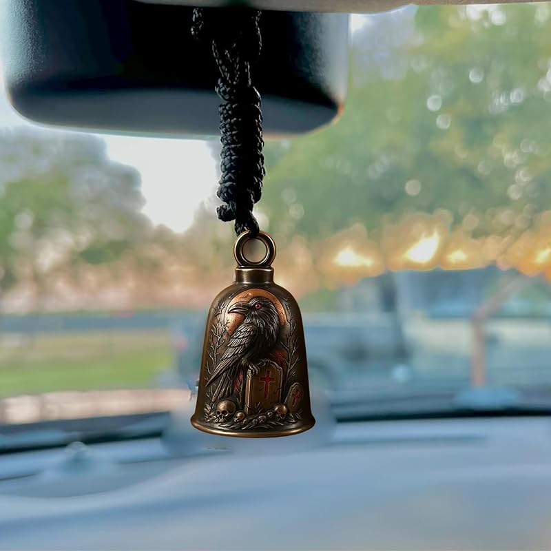 Blood Moon Cemetery Crow Motorcycle Guardian Bell 3D Skull & Crow