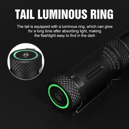 Vastlite Minima Bow LEP Flashlight Portable - 280 Lumens,Range of 2460 feet 3 Modes LEP Flashlight With Flash,High Brightness,Long Range,and high Collimation Characteristics(with Battery)(Black)