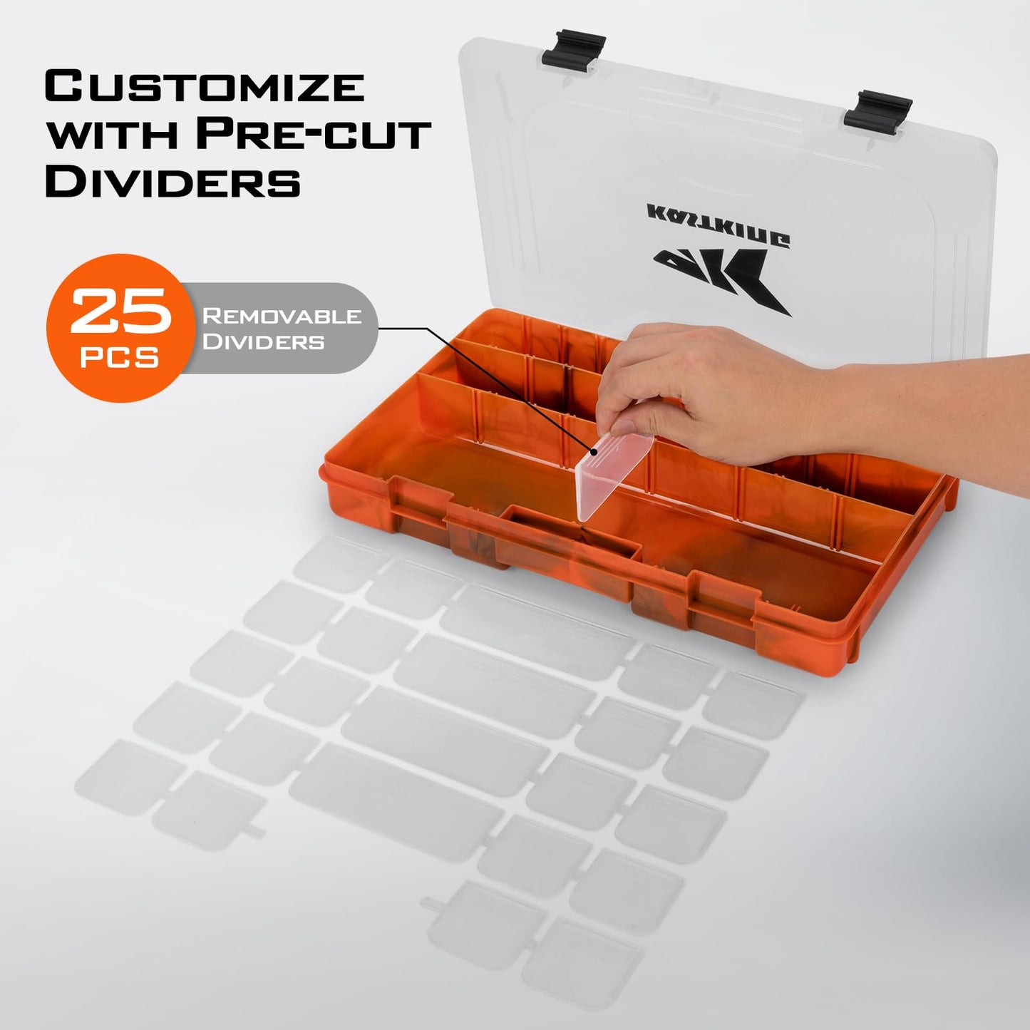KastKing Bait Vault Camouflage Tackle Box, Plastic Fishing Tackle Box Storage Organizer with Removable Dividers, 4 Packs Tackle Trays Terminal Tackle Storage, Right Angle Lure Boxes