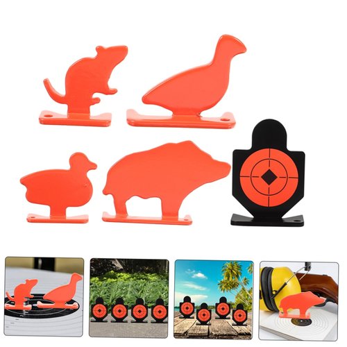 VOSAREA Pcs Steel Animal Targets for Shooting Practice Sturdy Metal Spinner Targets Bright Markings