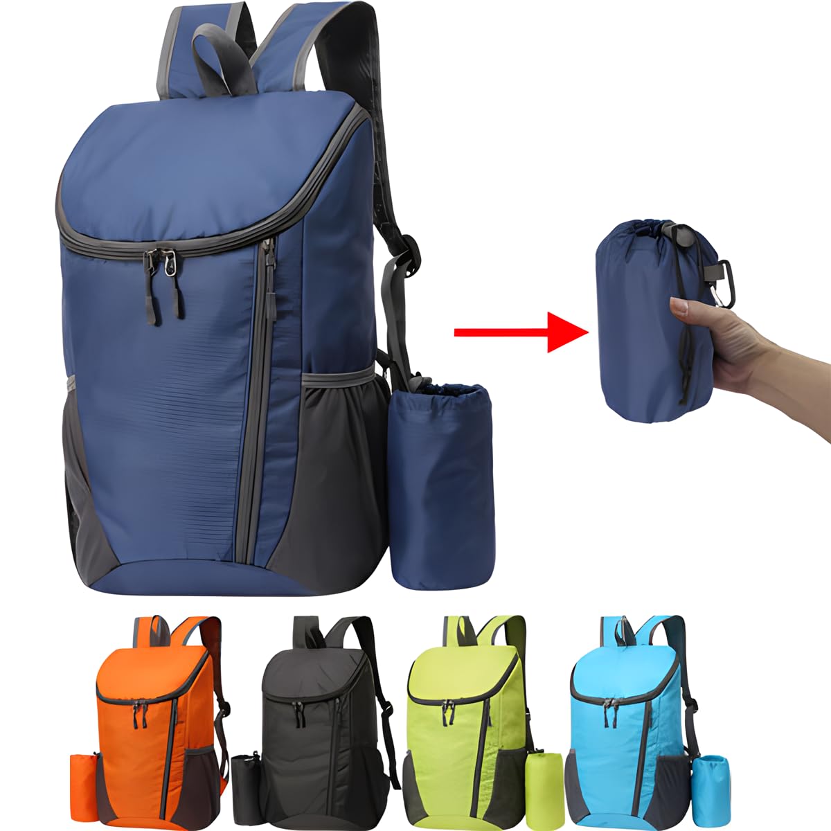 AUUEYY Portable Foldable Backpack Folding Mountaineering Bag, Ultralight Outdoor Cycling Rucksack, Travel Hiking Knapsack (Orange)