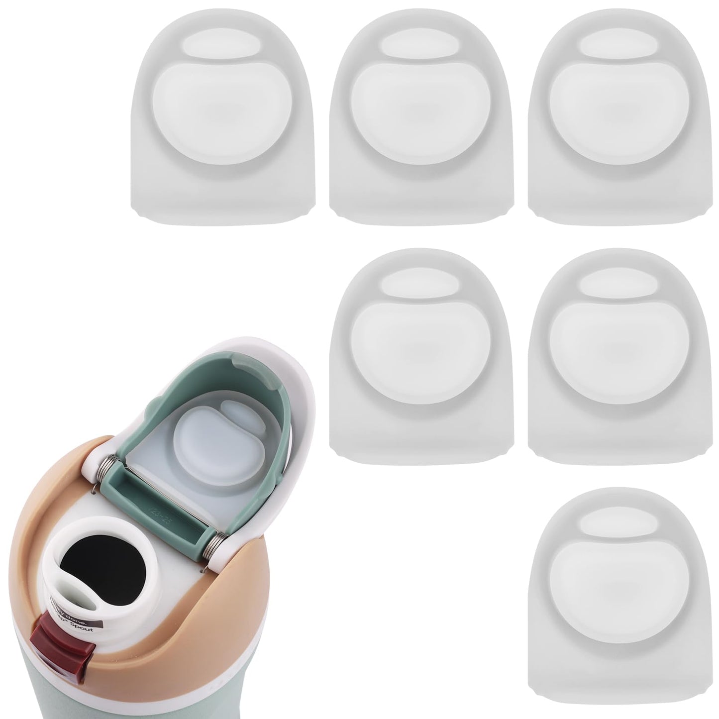 Joshey 6 Pack Rubber Seal Replacement Stopper, Compatible with Owala Freesip 24oz 32oz Water Bottle Spout Cap-Silicone Gasket Replacement Parts