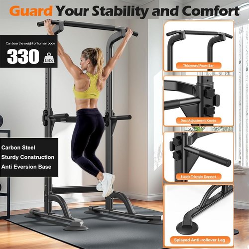 Freestanding Pull Up Bar for Home Gym,Adjustable Power Tower Pull Up Bar Station with 300 Lbs Weight Capacity,Pull Up Station Machine Ideal for Teens, Men, Women (Office & Indoor)