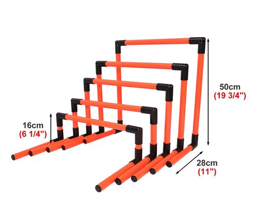 EliteBloom Pack of 5 Speed Agility Hurdles Training Equipment, Detachable Practice Hurdles for Track and Field, Portable Adjustable Football Hurdles Set (Red)