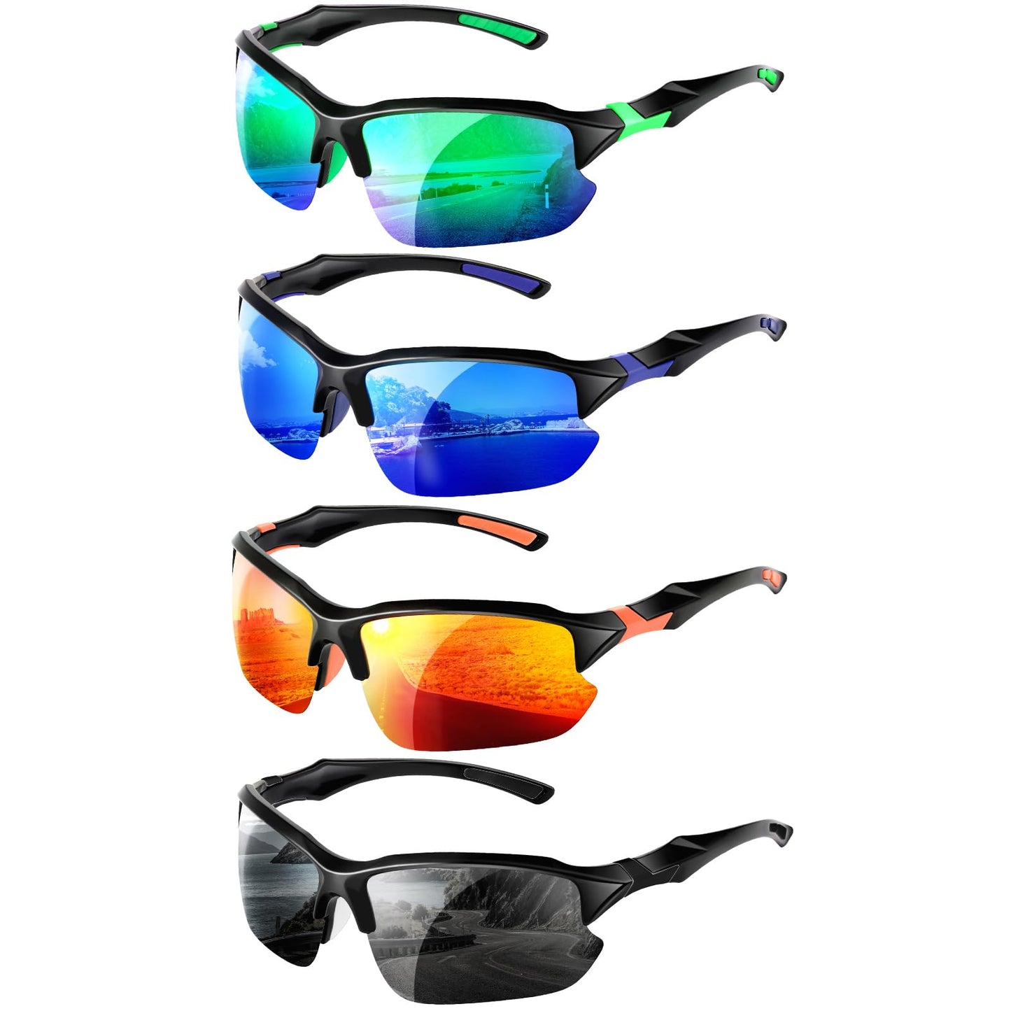 GGSTDDUP 4 PACK Polarized Sport Sunglasses for Women Men Mixed Colors