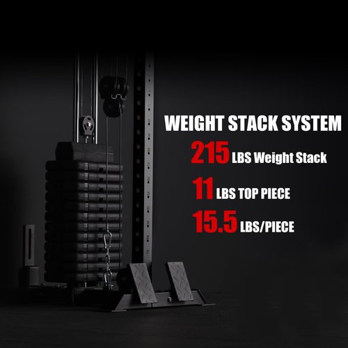Mikolo Wall Mount Cable Station Pro,215lb Weight Stack Cable Machine, Cable Crossover Machine with Dual Pulley System and 27 Positions for Home Gym(Cable Machine with Upgrade Cable Attachments)