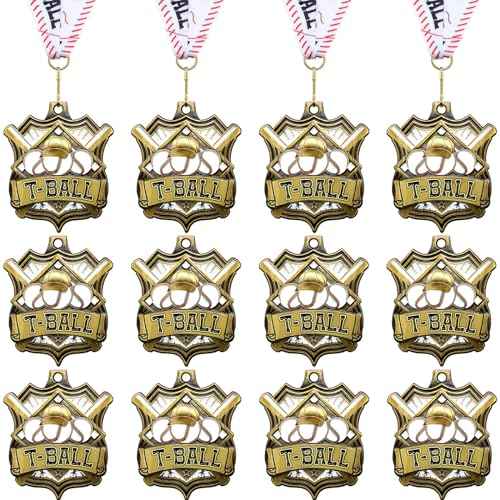 Medals with Neck Ribbons Soccer Awards Medals Baseball Team Awards Softball T-Ball Flag Football Trophy for Kids Sports Competitions Celebration Gift