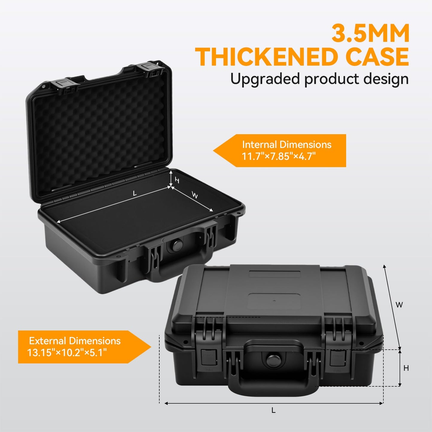 INCHOICASES Gun Case with DIY Customizable Pre-cut Foam, Hard Shell Pistol Case, Travel Safe Case for Outdoor&Indoor Use, IP67 Waterproof