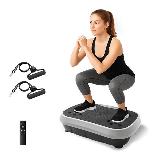 ALSO GO Vibration Plate Exercise Machine, 5 Workout Modes & 99-Level Vibration Platform for Weight Loss/Lymphatic Drainage, 330lbs Capacity Vibration Board with Resistance Bands for Full Body Workout