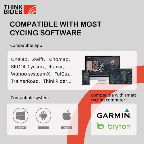 ThinkRider X2Max Smart Bike Trainer Cycle Trainer Bicycle Trainer, Quiet Portable Design for Indoor Driving, Simulates 18% Slope, ANT + & BLE