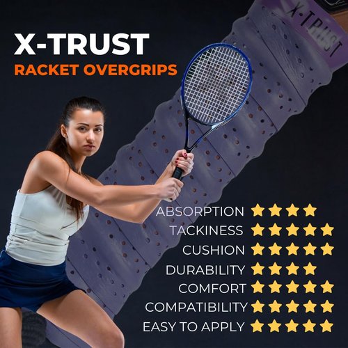 X-Trust 10 Pro Overgrip Light Aqua Green | Tennis, Padel, Pickleball, Badminton | Perforated Texture | Maximum Control & Comfort
