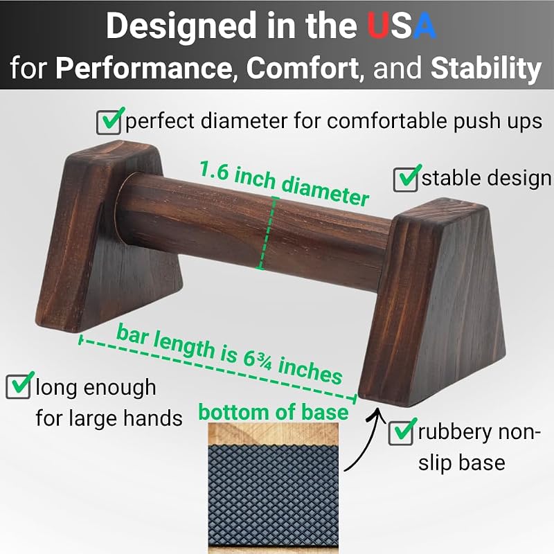 Dark Variation Wooden Push Up Bars for Floor | Parallettes