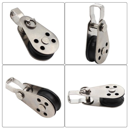 4PCS Stainless Steel Nylon Marine Pulley,Pulley Block Rope Rope Runner Kayak Pulley Single Pulley Bearing Block Rope Runner,Suitable for 0.08" to 0.32" Ropes,for Sailboats,Yachts,Ship Pulleys