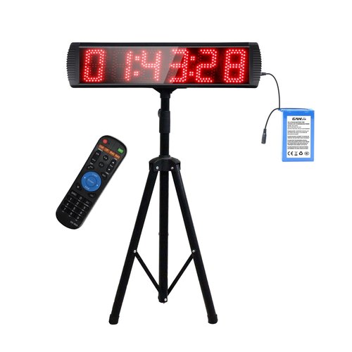 GAN XIN Large LED Display Digital Race Timer with Battery,Function-Countdown/Up/Time Clock, Remote Control, Tripod Stand and Adjustable Brightness for Sports Events, Races, Meetings, Presentations