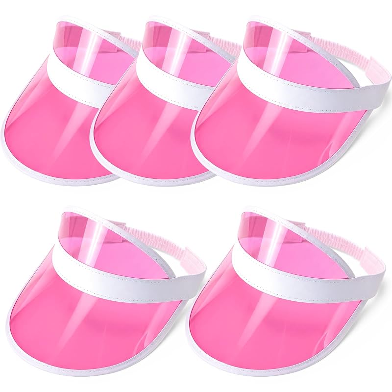 Tarpop Poker Visors Hats - Pink (5-Pack) Adjustable Sun Visor
