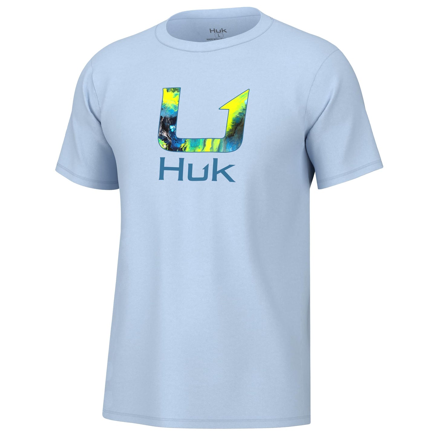 HUK Mens Fishing Graphic Tee, Performance Short Sleeve, Quick-Dry, Mahi Fill - Ice Water, X-Large