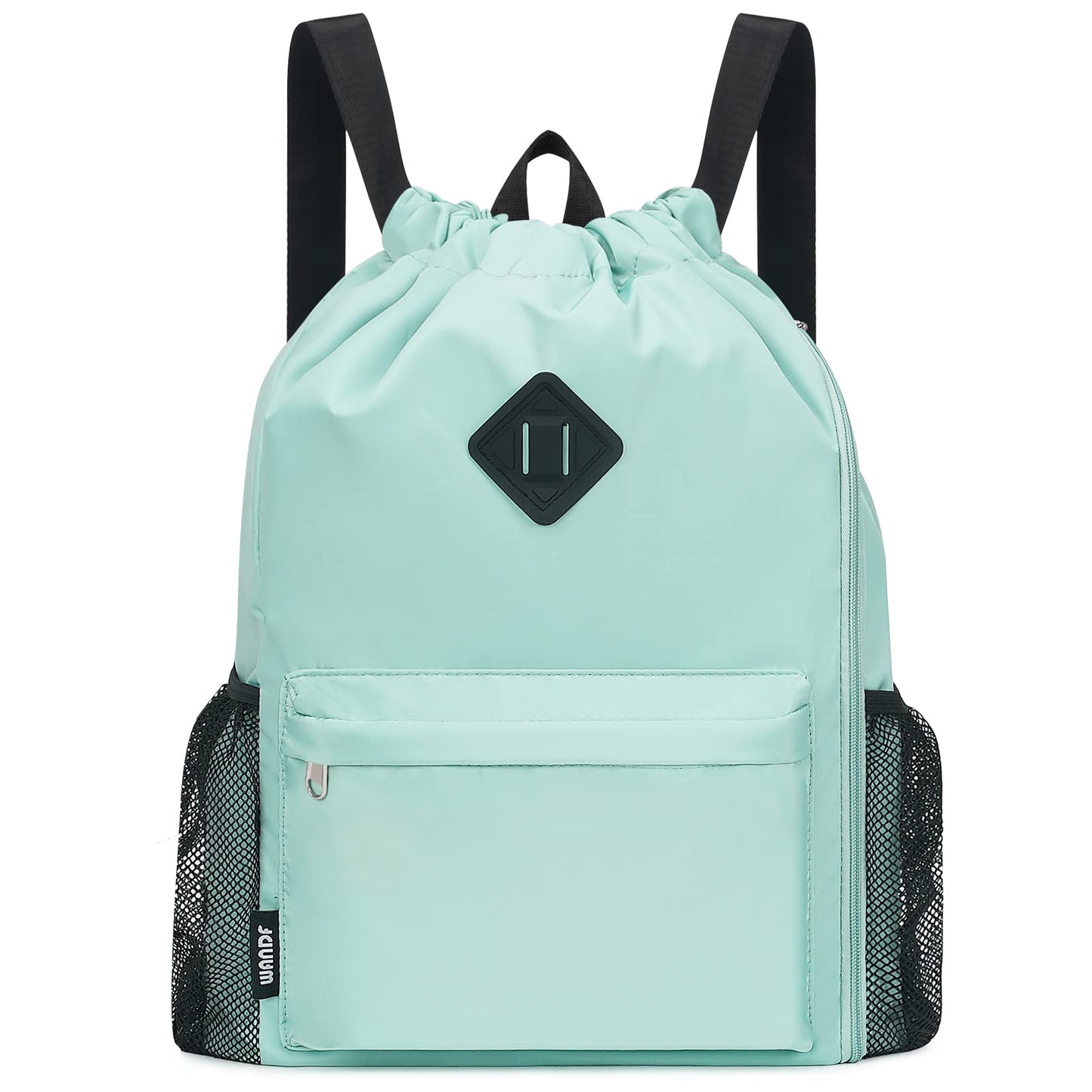 WANDF Drawstring Backpack with Shoe Compartment, Sports Gym Bag