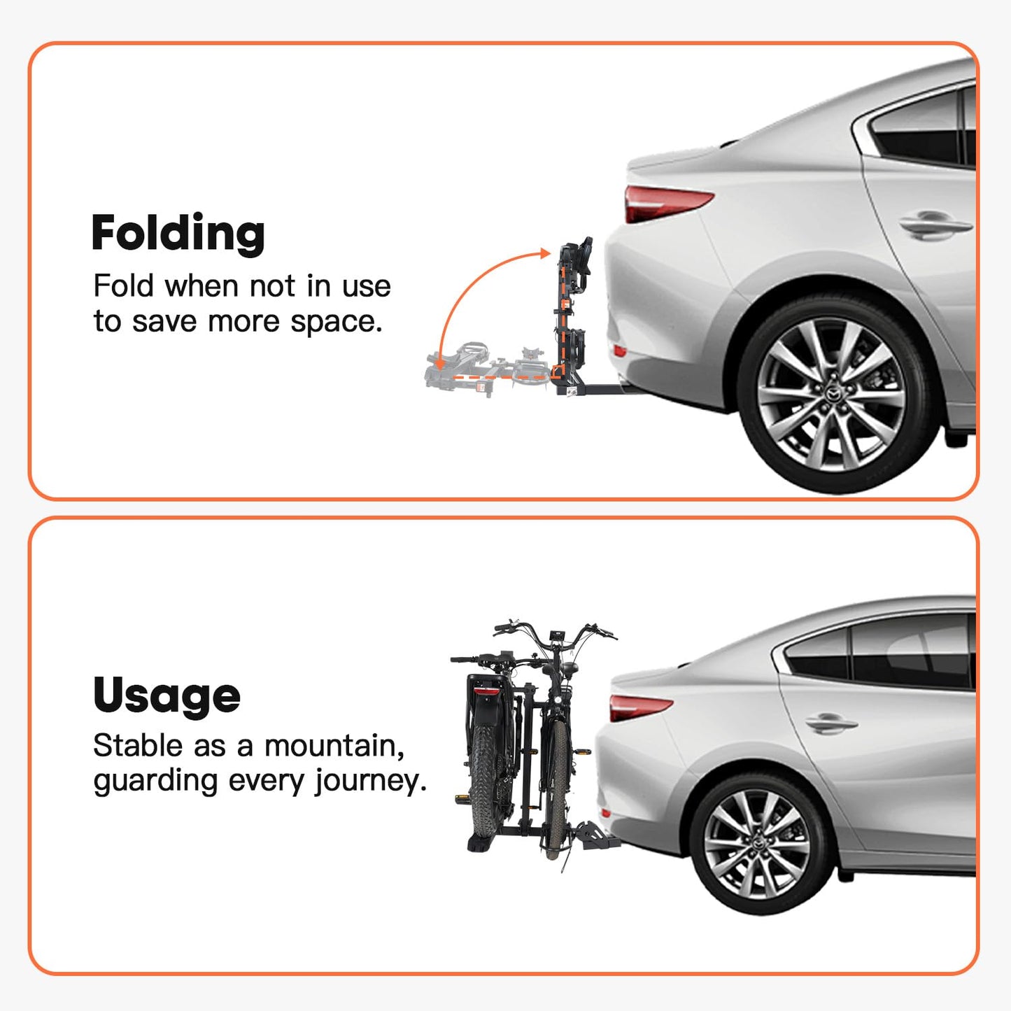 CRAVOT CyberRack E2 Ebike Rack, 200 lbs Capacity Foldable Bike Racks for Tow Hitch Heavy Electric Bike Carrier for 2 E-Bike, Up to 5-inch Fat Tire 2'' Receiver