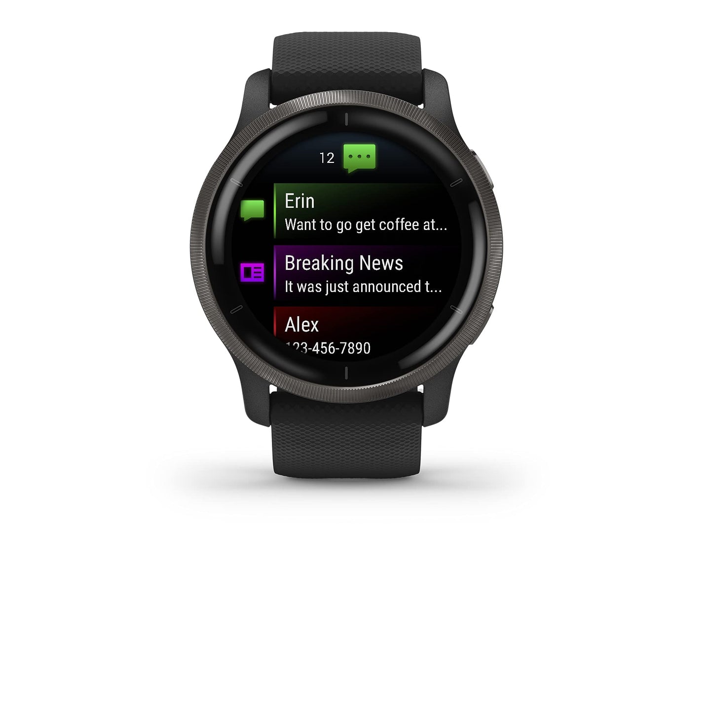 Garmin Venu 2, GPS Smartwatch with Advanced Health Monitoring and Fitness Features, Slate Bezel with Black Case and Silicone Band